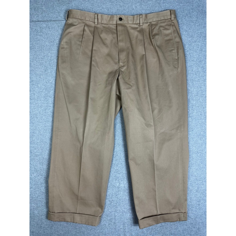 Brooks Brothers Elliot Advantage Chino Mens 42x29 Khaki Pleated‎ Cuffed